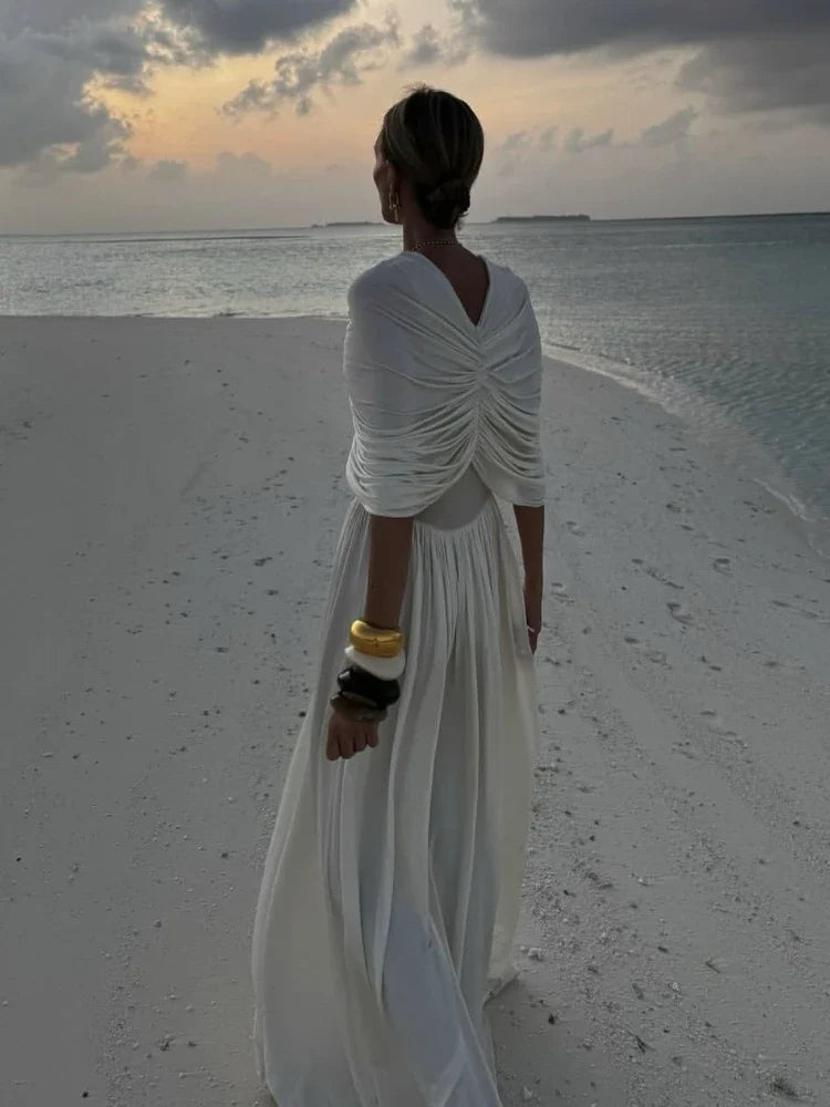 שמלת מקסי ערב אלגנטית בעיצוב כיווצים - מושקא