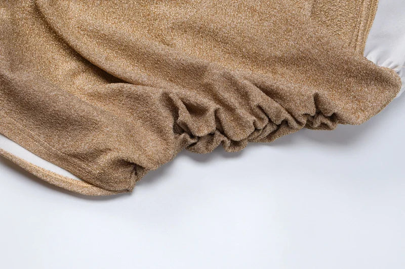 שמלת מיני סטרפלס נצנצים בעיצוב מחוך בעיטור שובל - SOL