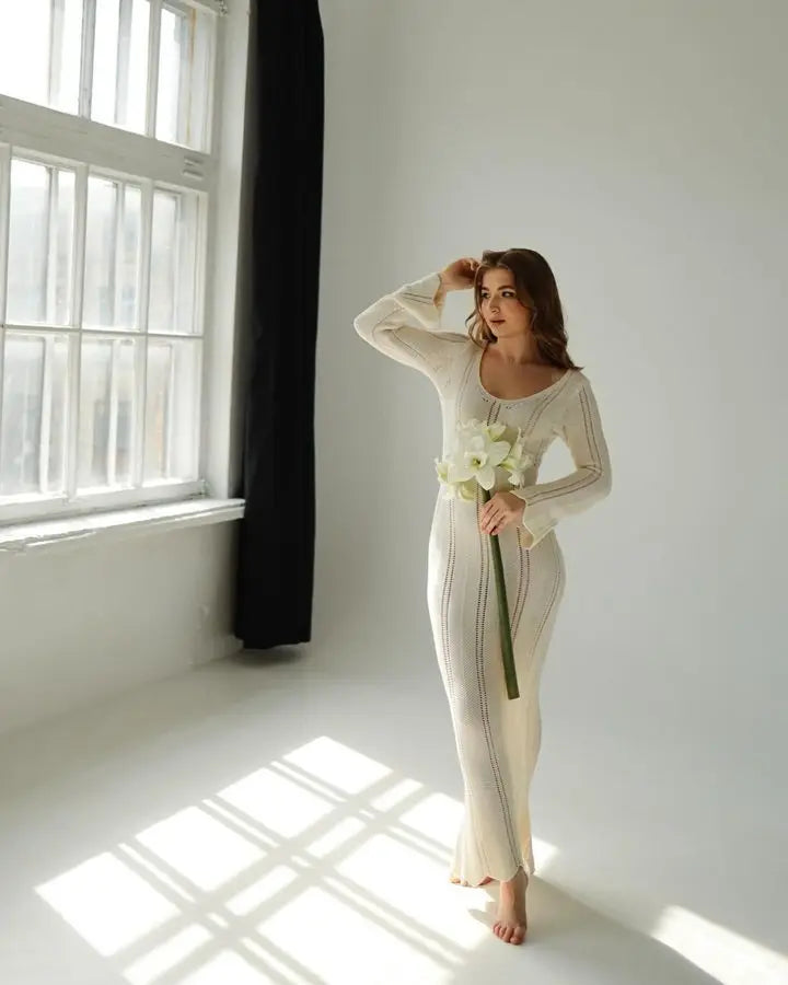 שמלת מקסי סרוגה גב פתוח - Sierra