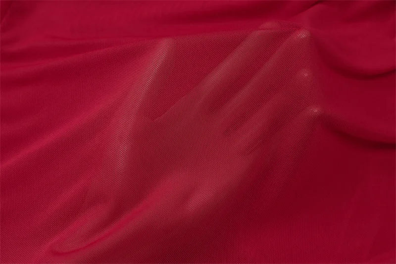 שמלת מקסי כיווצים כתפיים חשופות בעיצוב רשת - רונה