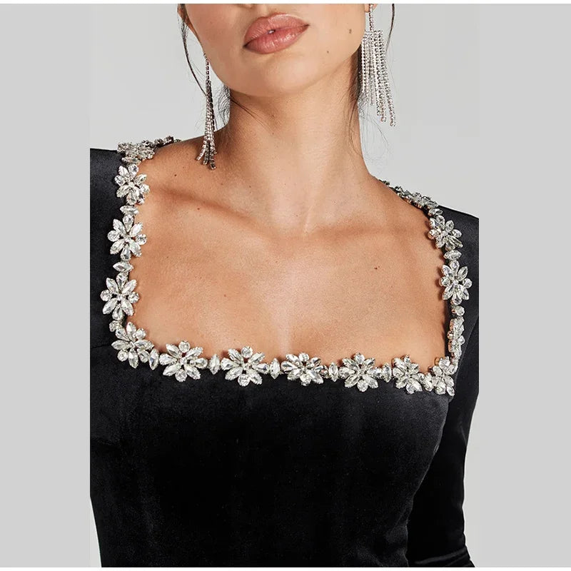 אוברול קטיפה מכנסי פדלפון בעיטור יהלומים - Hallie