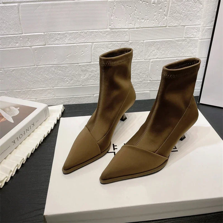 Silk satin pointed toe boots - Liran