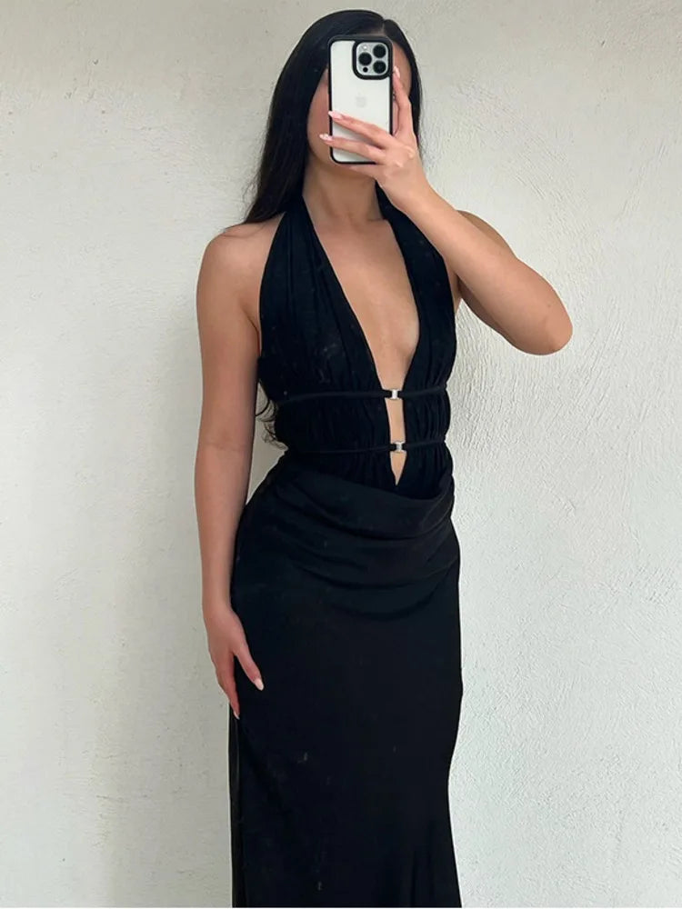 שמלת מקסי חלק תחתון סאטן - NAYA