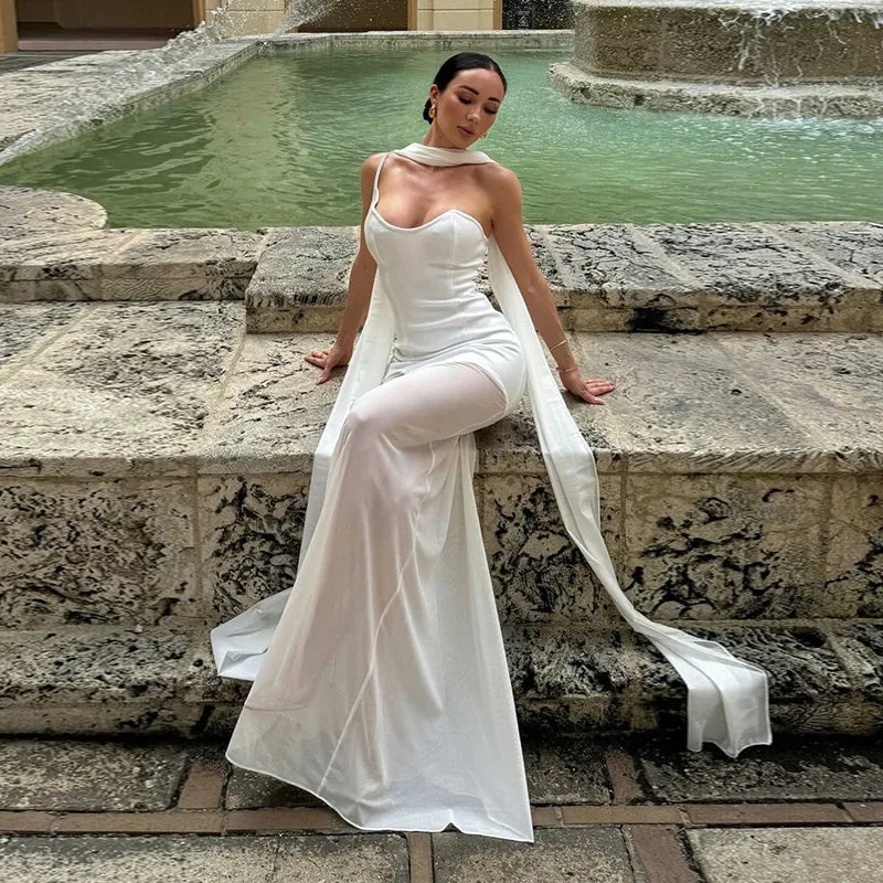 שמלת מקסי כתפייה אחת בעיצוב שיפון - מלאניה