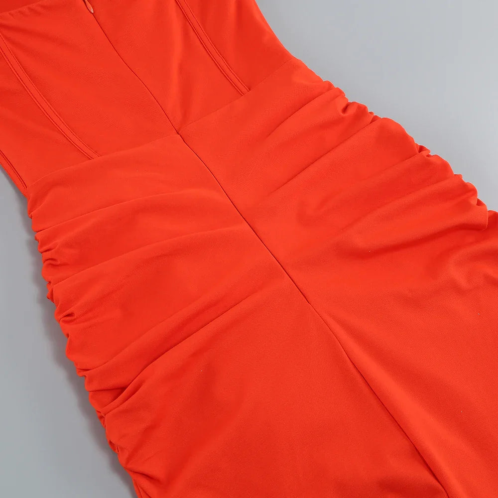 שמלת מקסי סטרפלס שסע עמוק - ג'ודי