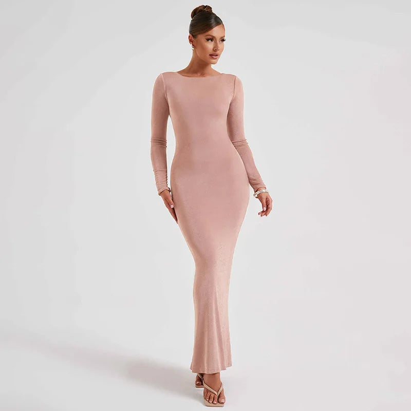 שמלת מקסי גב פתוח קשירות - אלונה