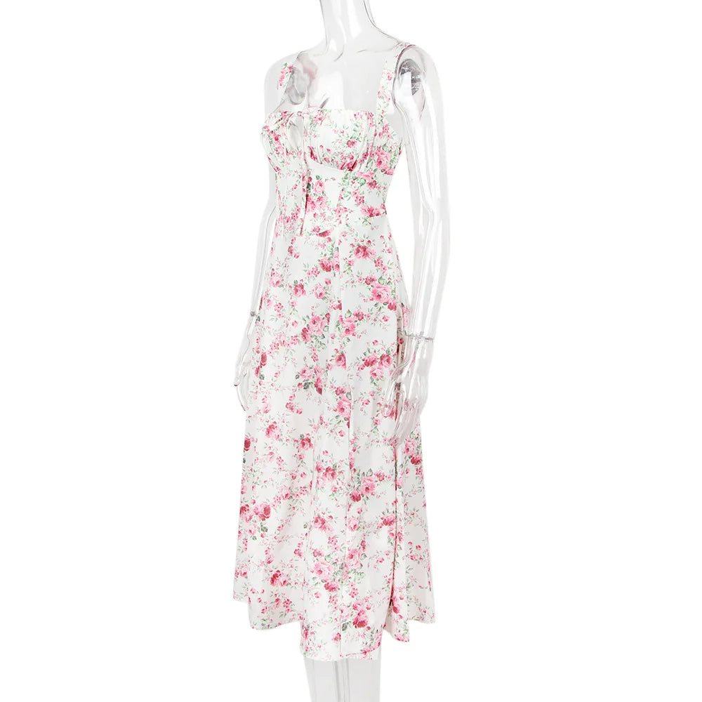 שמלת מידי קיצית בעיצוב כפרי בעיטור שסע - אנג'ליקה