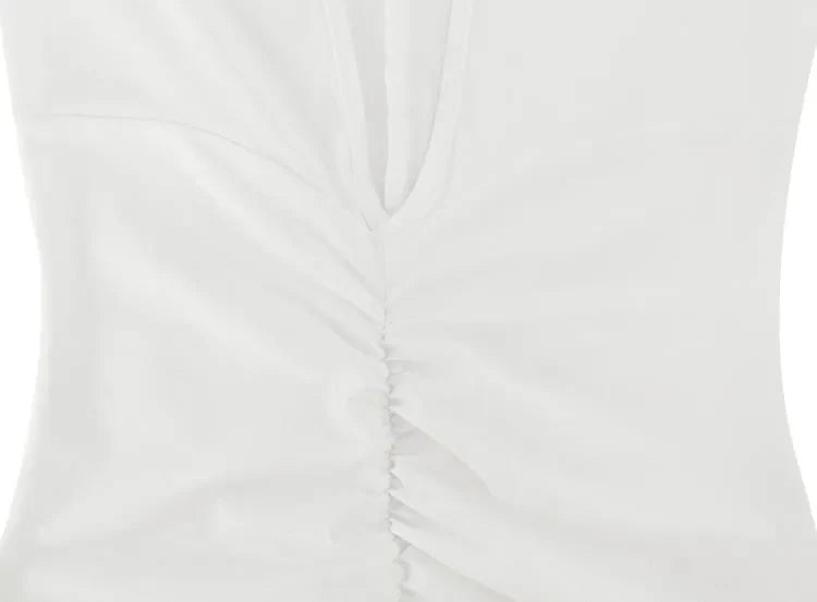 שמלת מקסי כיווצים בעיצוב מחשוף V שסע וכתפיים חשופות - Sylvia