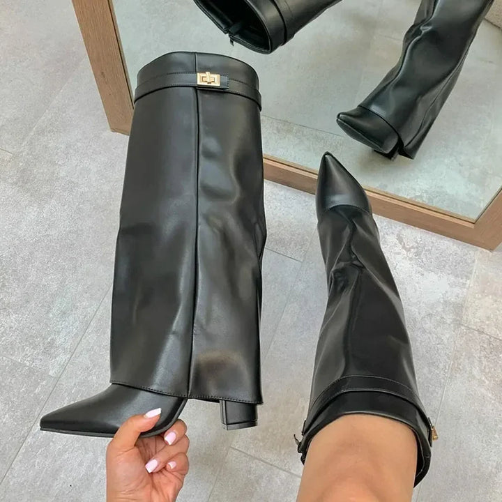 High heel boots in suede/leatherette design - Phoebe