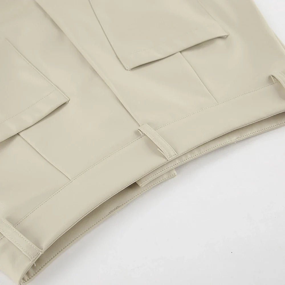 חצאית מקסי דמוי עור בעיצוב שסע - MAGEN