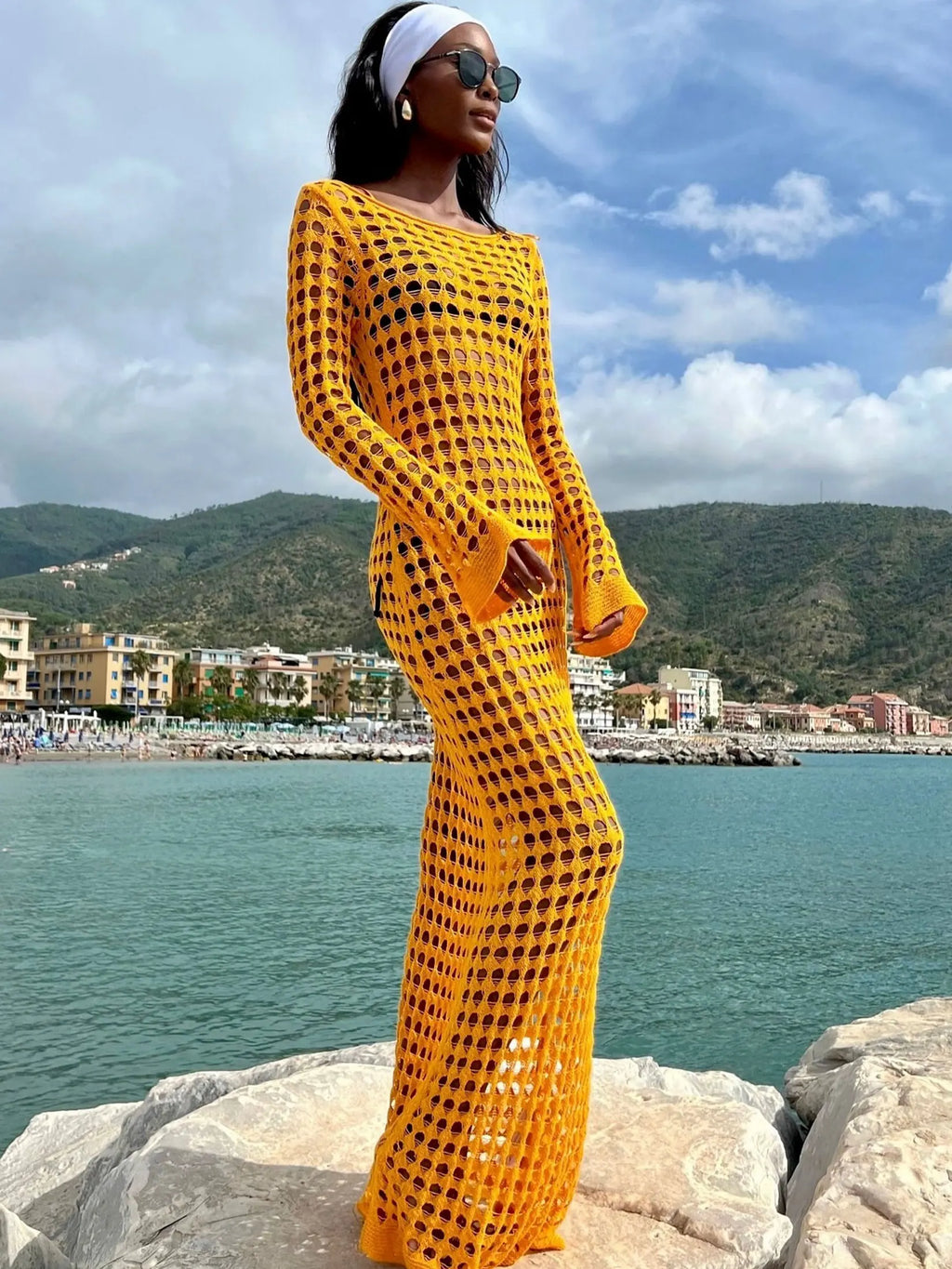 שמלת מקסי חוף רשת  - סול