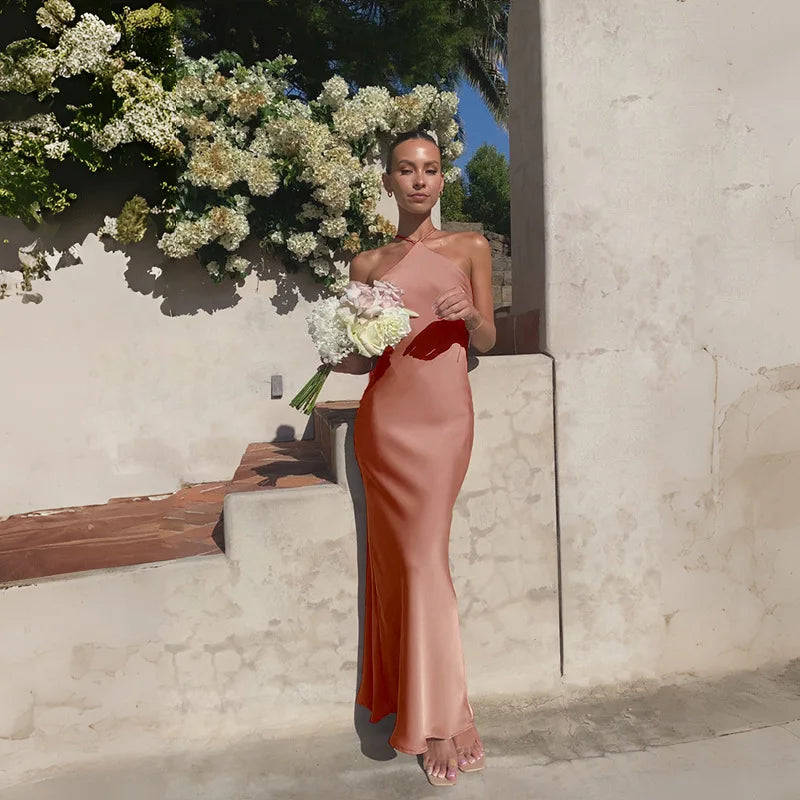 שמלת מקסי סאטן אלגנטית - קלייר