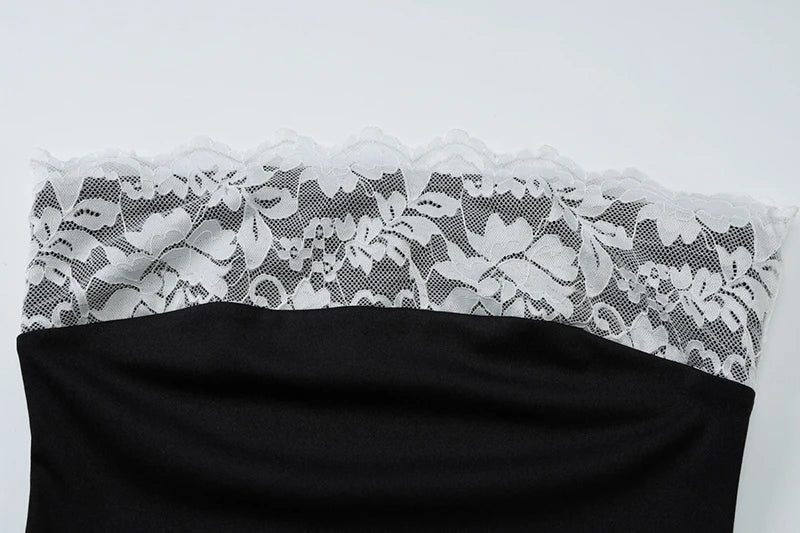 שמלת מיני סטרפלס בעיטור תחרה - מלי