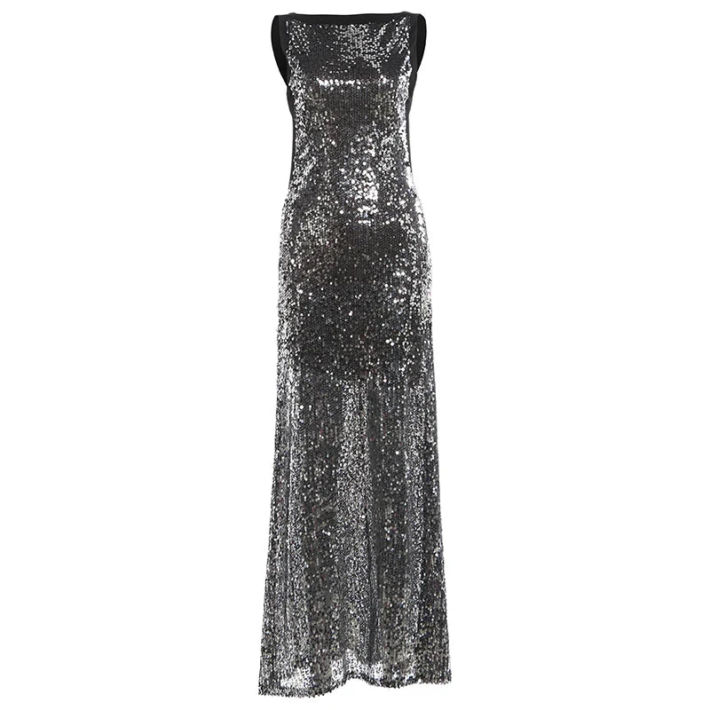 Open Back Sequin Maxi Dress - Lexi