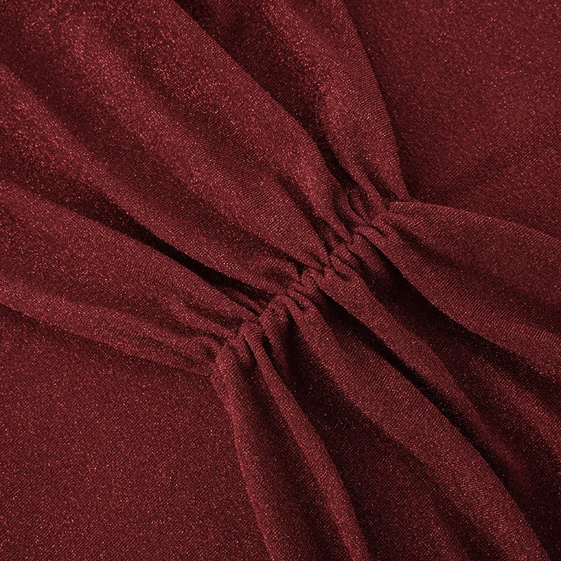 שמלת מקסי סטרפלס נצנצים בעיצוב כיווצים - Harlee