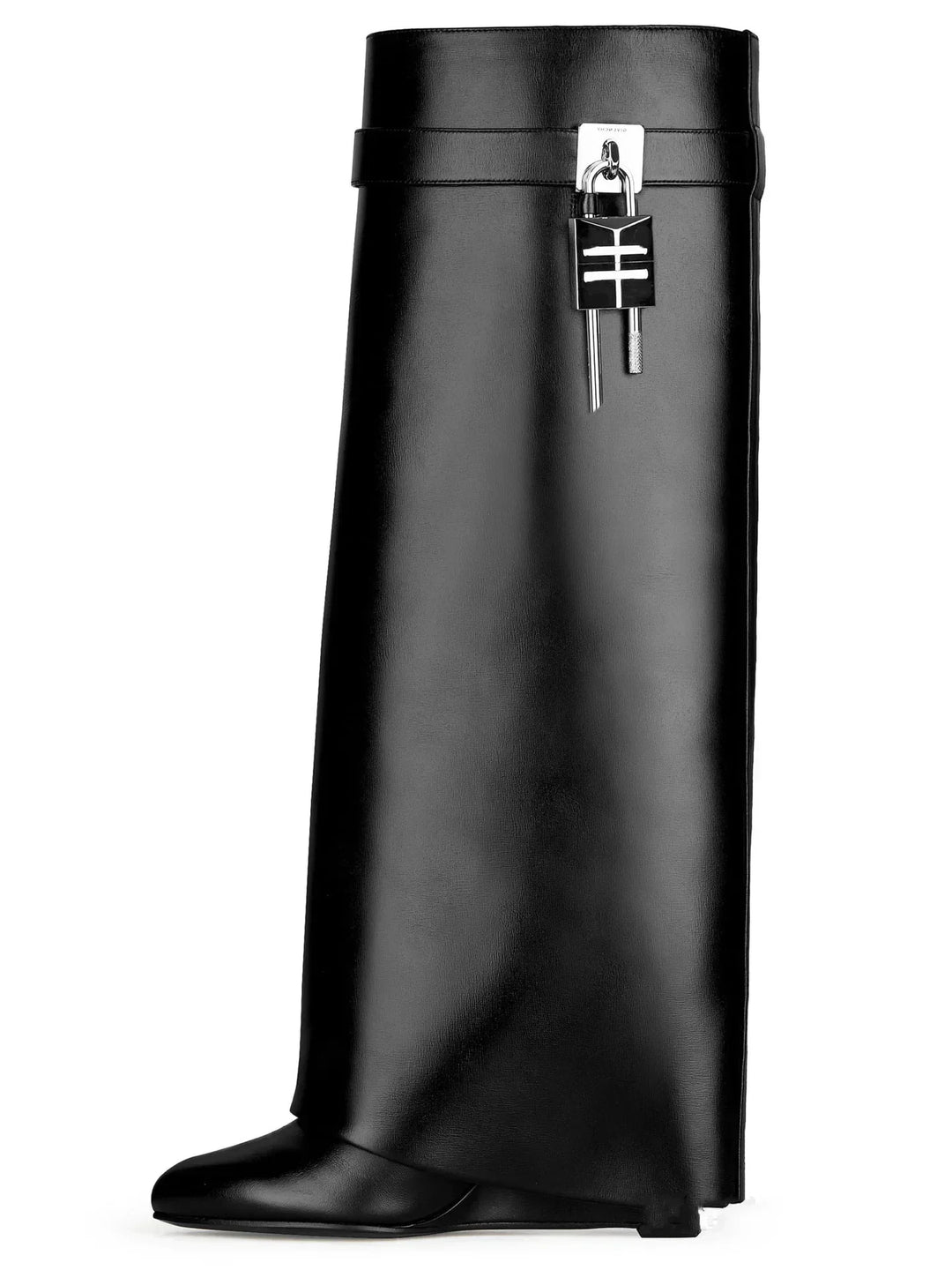 High heeled leatherette boots with lock decoration - Reese