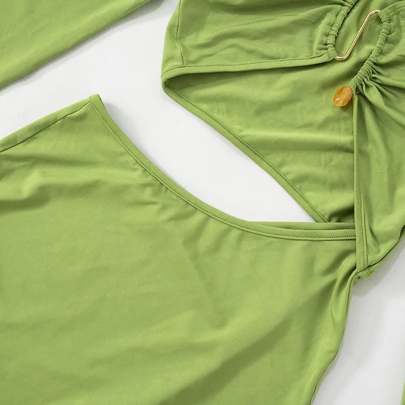 שמלת מקסי בטן חשופה בעיצוב אבזם - טאליה