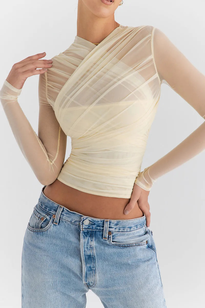 חולצת שיפון בעיצוב כיווצים - דורון