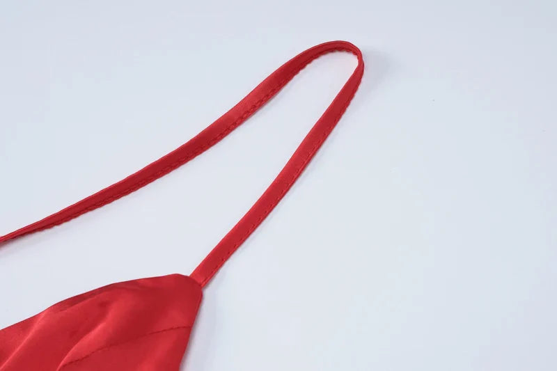 שמלת מקסי סאטן בעיצוב שסע וקשירות בגב - לואן