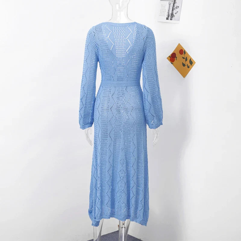 שמלת מקסי חוף סרוגה בעיטור פרח - Beatrice