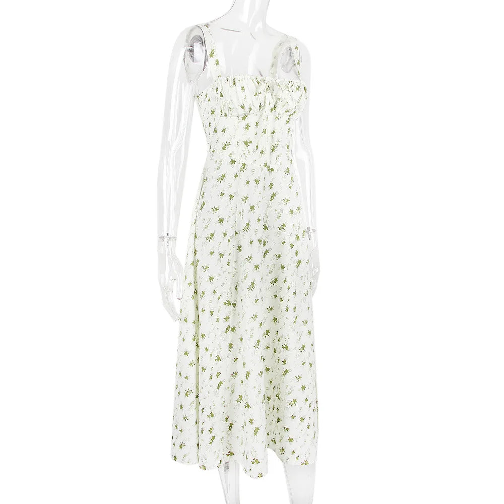 שמלת מידי קיצית בעיצוב כפרי בעיטור שסע - אנג'ליקה