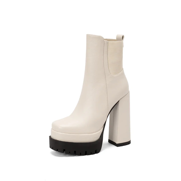Faux leather platform heel boots - Cher