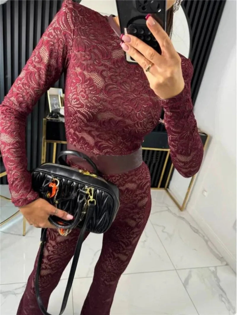 אוברול תחרה עם תחתית (לא שקוף) - אריקה