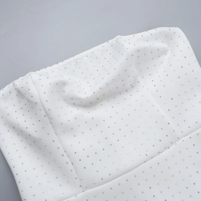 שמלת מיני סטרפלס בעיטור זרקונים מנצנצים - Londyn