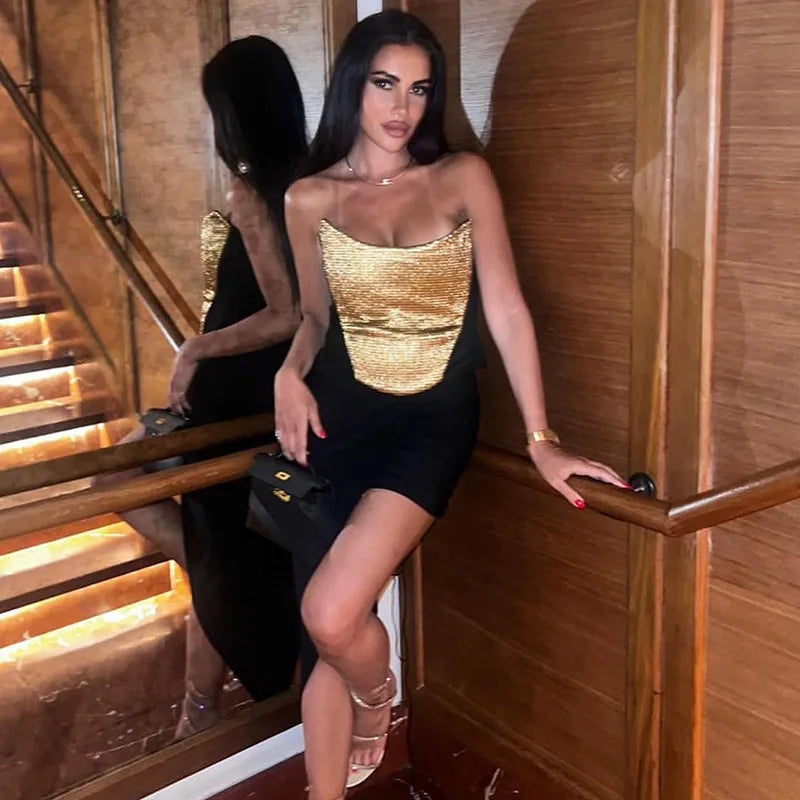 Gold Strapless Top - Goldie