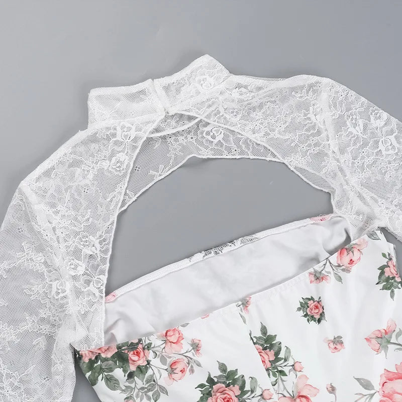 שמלת מיני פרחונית בעיטור תחרה - סיגל