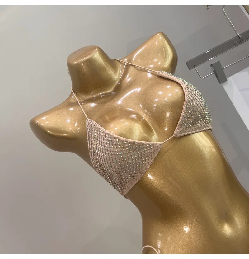 ביקיני קשירה משולשים בעיצוב רשת יהלומים - דיימונד