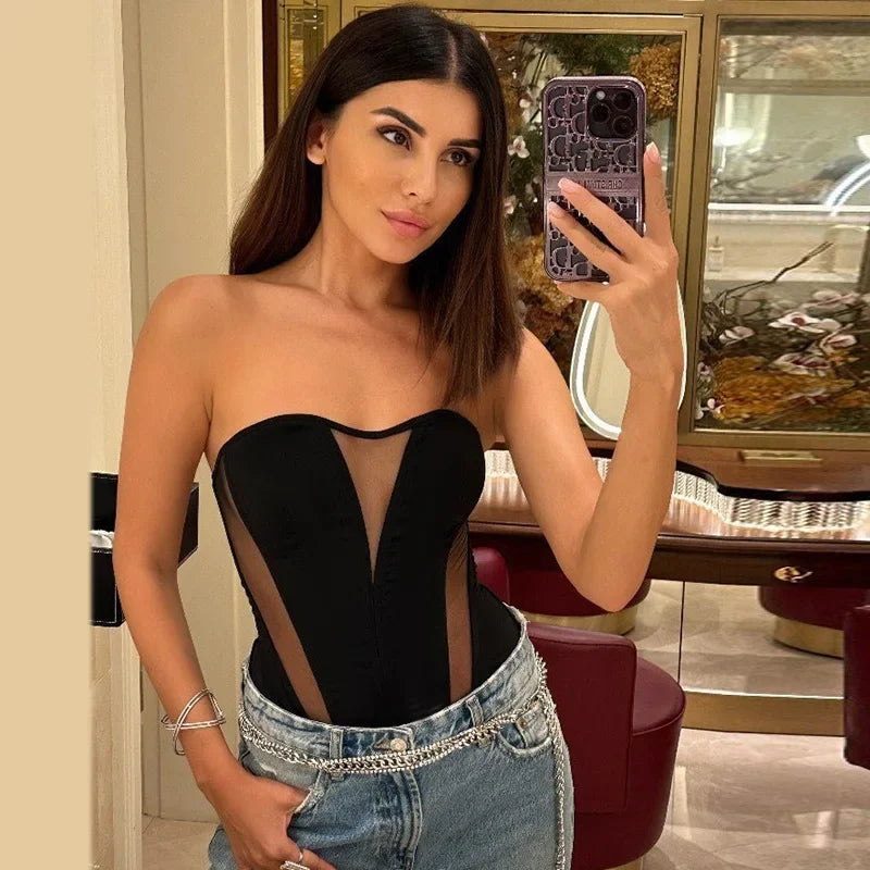 טופ מחוך סטרפלס בעיצוב רשת - NYX