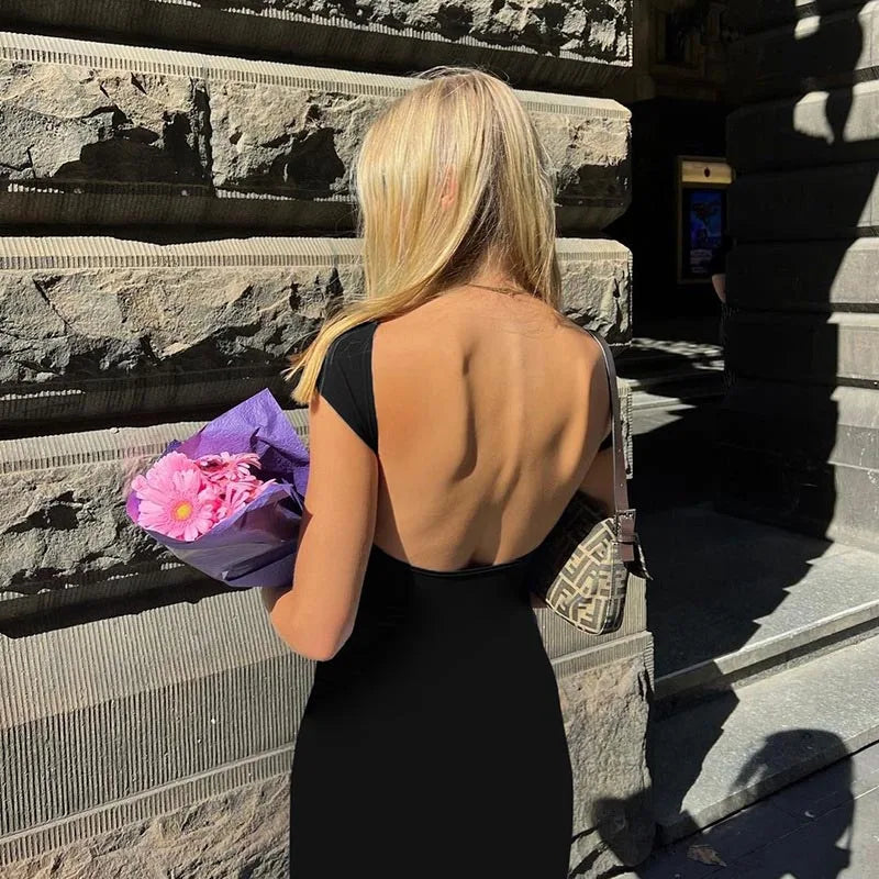 שמלת מקסי צמודה גב פתוח - Elia