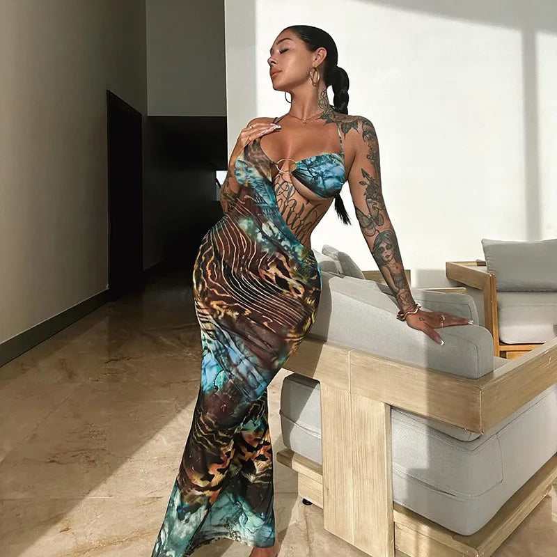 שמלת מקסי חוף בעיצוב ANIMAL PRINT - שרין