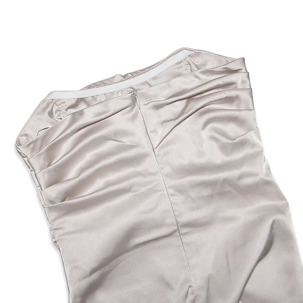 שמלת סטרפלס מיני סאטן  - לאבי