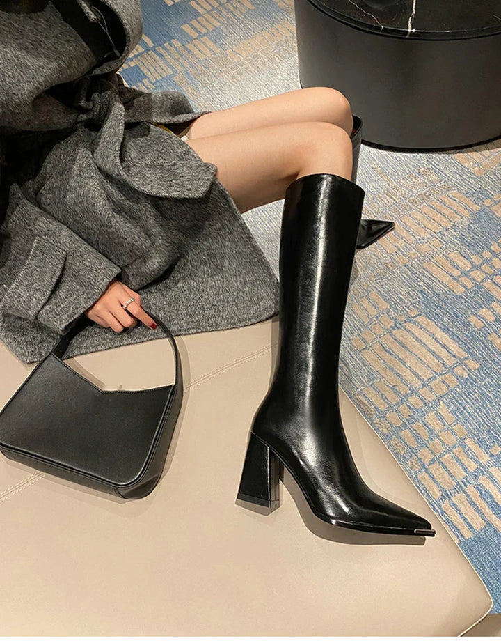High heeled leatherette boots - Sally
