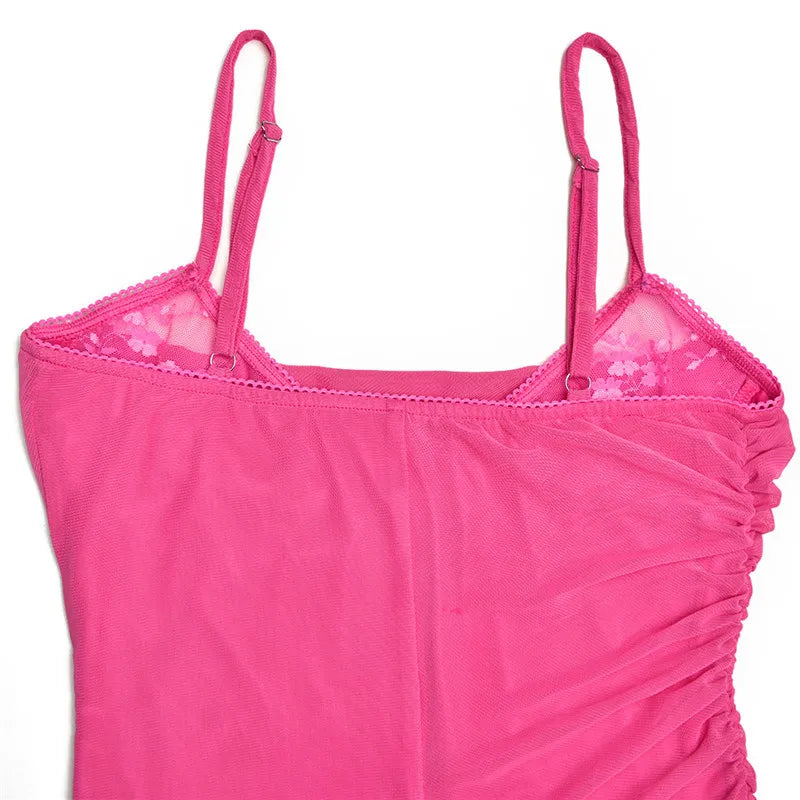 שמלת מקסי שיפון צמודה בעיטור תחרה - רוזליה