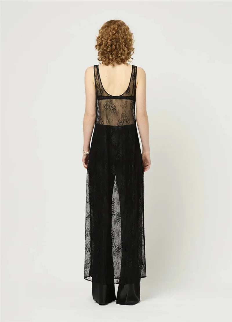 שמלת מקסי חוף תחרה שקופה - Sasha