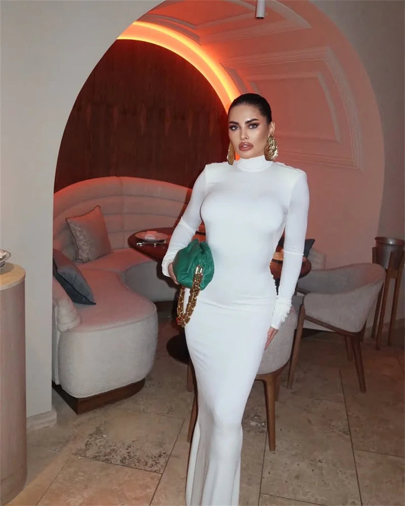 Elegant open back halter maxi dress - LARIAN