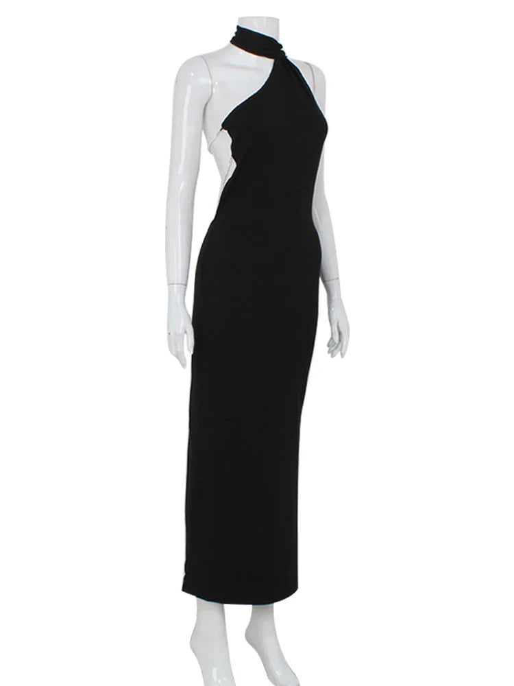 שמלת מקסי בעיטור שרשרת בגב קשירה בצוואר - Annalise