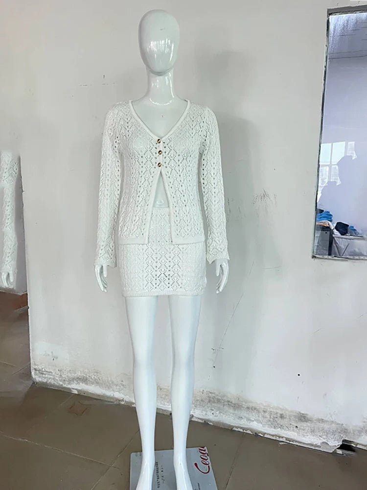 חליפת שני חלקים קרושה חצאית וחולצת כפתורים - דומיניק