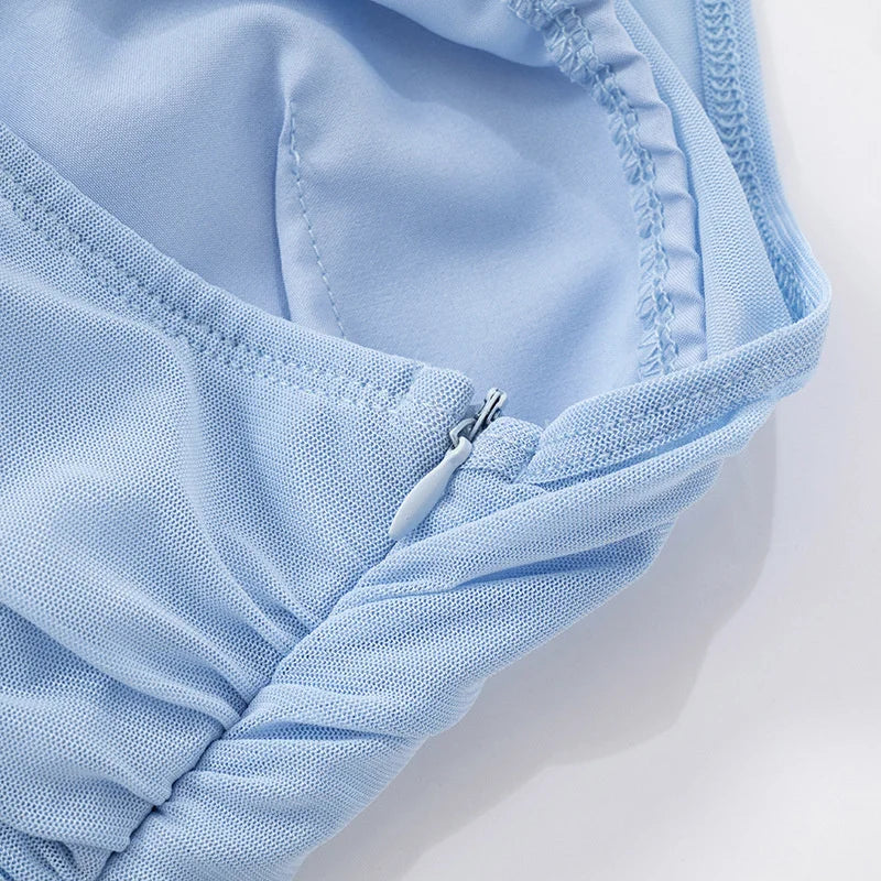 שמלת מקסי בעיצוב רשת וליפוף צעיף בצוואר - ללין