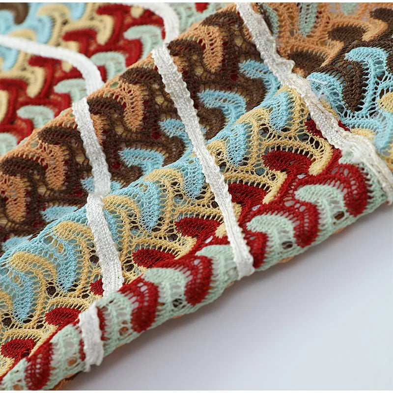 שמלת מקסי סרוגה בעיצוב צבעוני - Nayeli