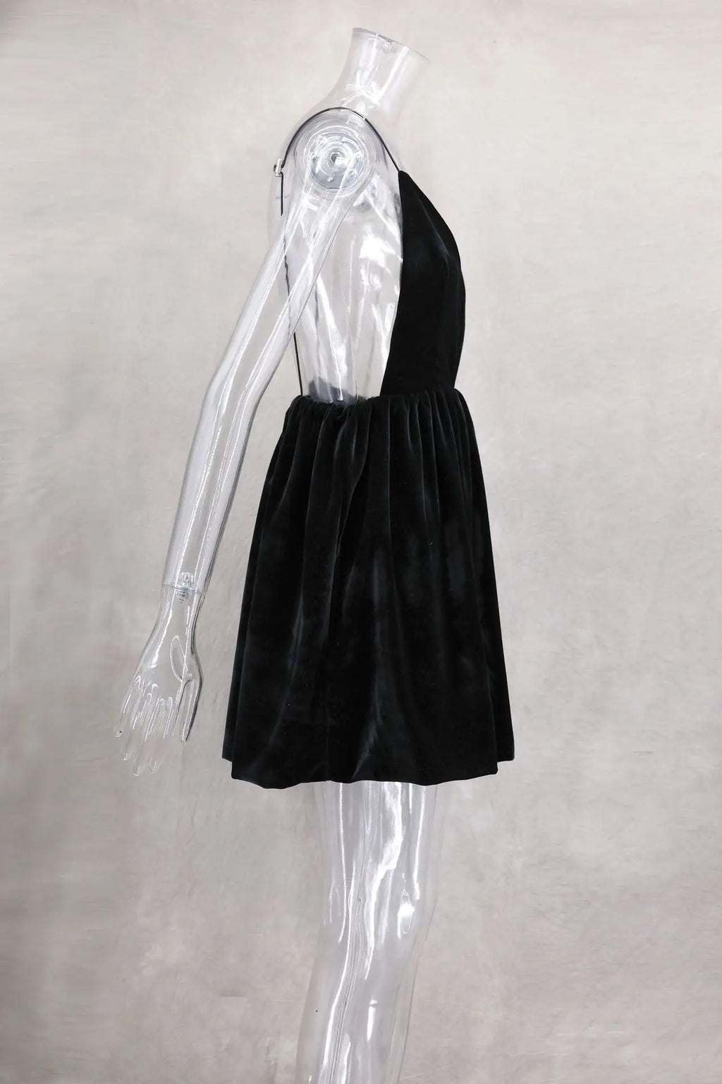 שמלת מיני בלון בד קטיפה גב פתוח - Myla