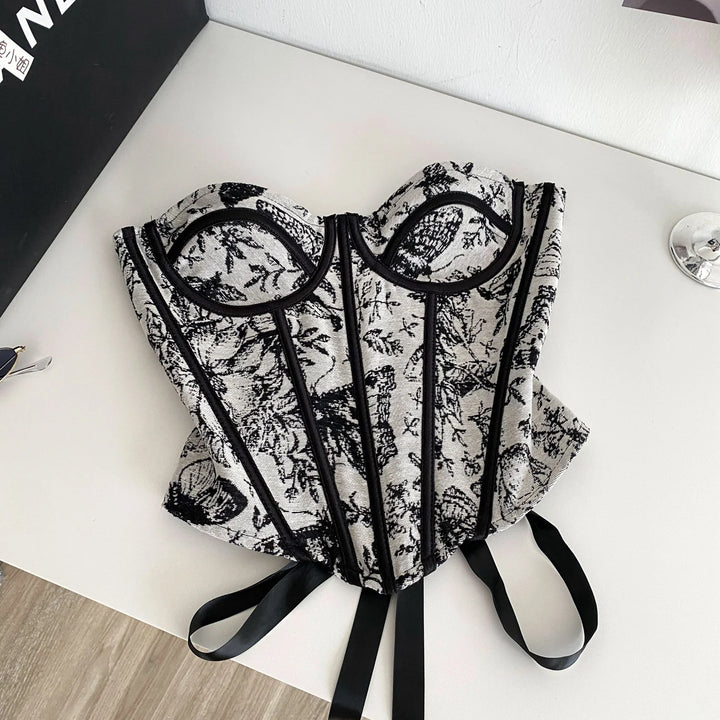 Corset with flower and butterfly design