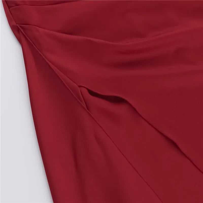 שמלת מקסי סאטן אלגנטית בעיצוב שסע - רוזליה