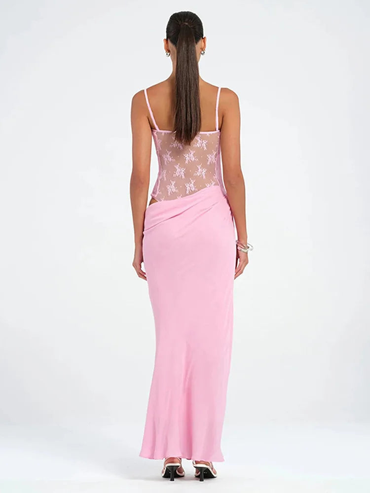 שמלת מקסי בעיטור תחרה - שרי