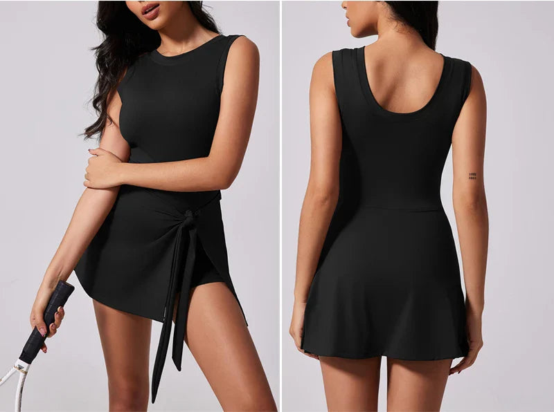 שמלת טניס בעיצוב ספורטיבי חצאית קשירה - Jocelyn
