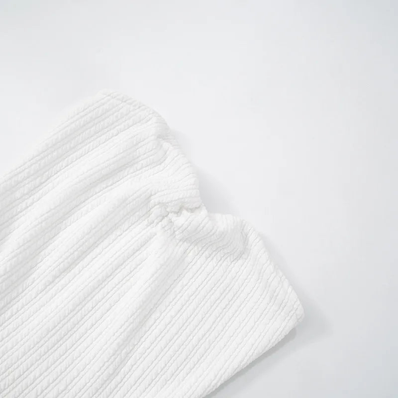 שמלת מיני סטרפלס כיווצים בעיטור מלמלה מדורגת - Kara