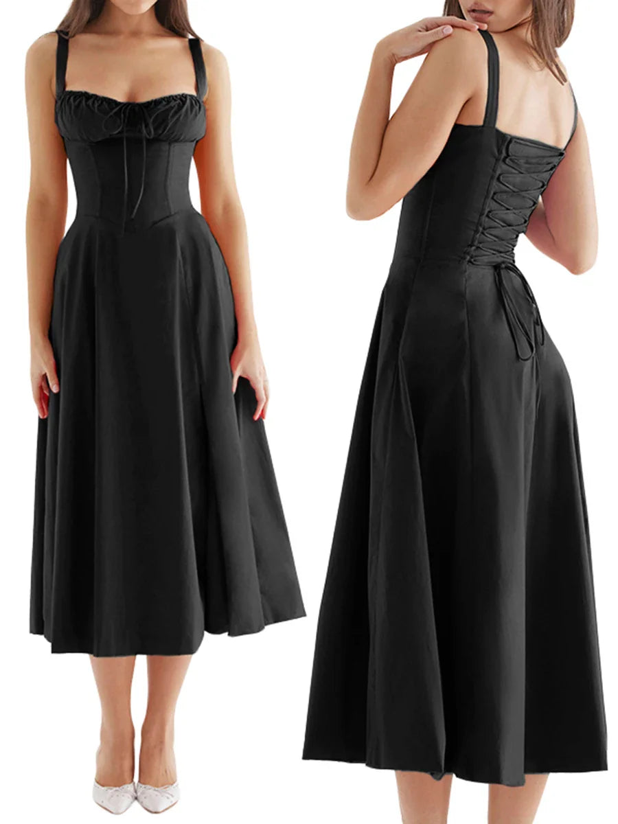 שמלת מידי קיצית בעיצוב כפרי בעיטור שסע - אלדורי